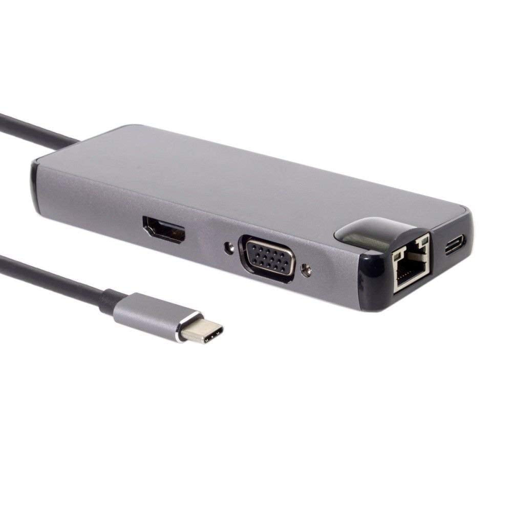 8 in 1 Type C USB hub, Gigabit Ethernet Port RJ45