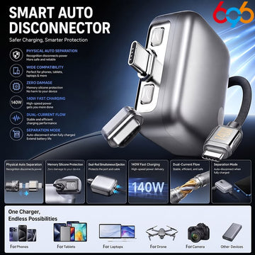 Smart Auto Stop Charging Adapter, Auto Disconnect Charging Cable Protector, Full Charge Eject Device