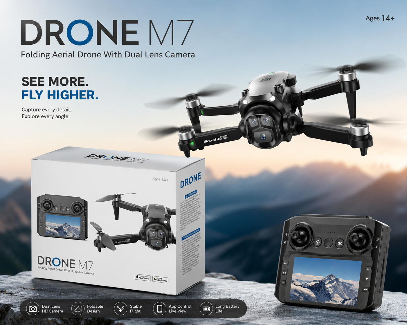 The M7 is a foldable, budget-friendly GPS drone